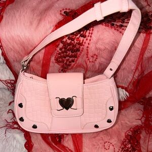 Cute Pink Studded Mini Bag With Heart Embellishment Perfect For Valentines Day